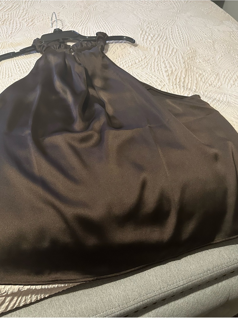 Wide-Leg Satin Pants set in Chocolate Brown - Picture 3 of 6